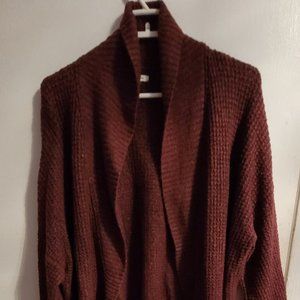 long sleeved burgundy cardigan